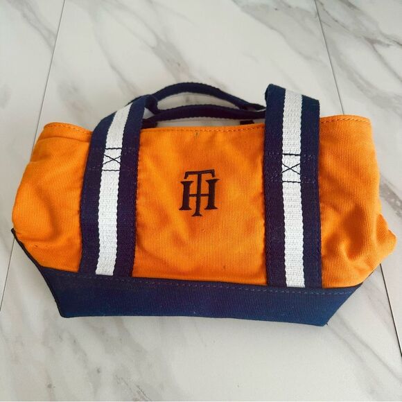 Tommy Hilfiger Orange and Blue Mini Tote Bag with Color Blocking - Picture 1 of 5